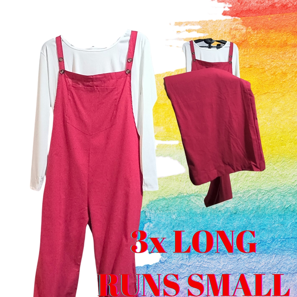 Red Sleeveless Jumpsuit with Bib-Front Design